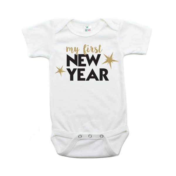 My First New Years Short Sleeve 100% Cotton Bodysuit Discount